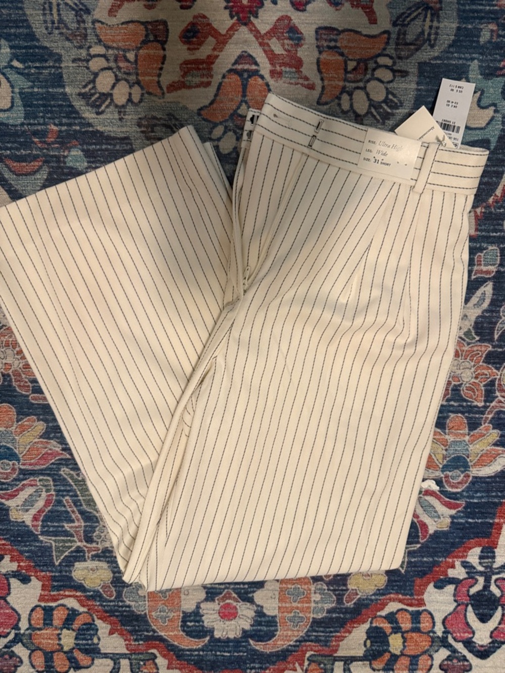 Abercrombie & Fitch Cream Pinstripe Trousers
